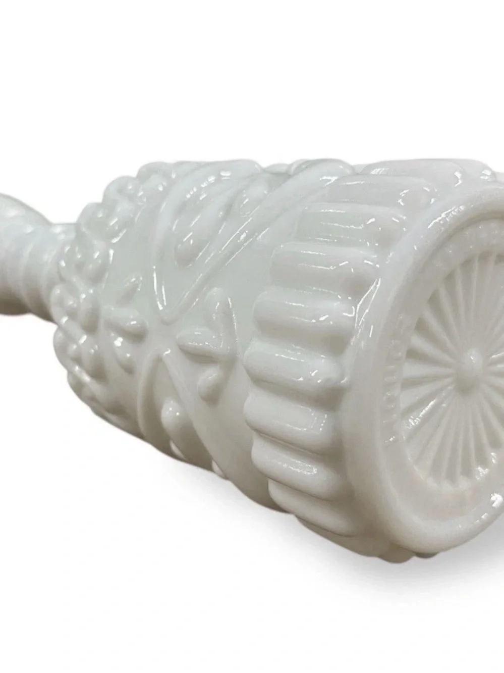 Vintage Milk Glass Cruet Decanter Bottle w Stopper PAT 1908 11.5” White